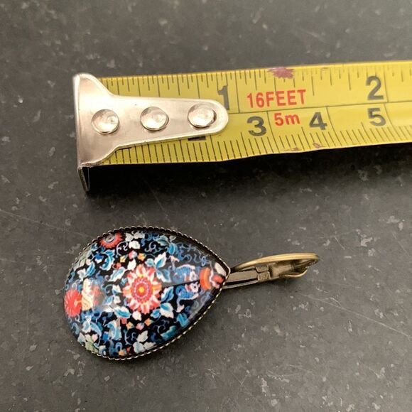 Khokhloma Boho Drop Earrings for Men Women, Unique Handcrafted Russian Folk Art - Picture 8 of 9